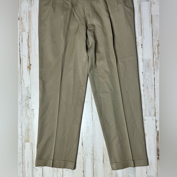 Brooks Brothers Country Club Saxxon Wool Brown Dress Pants Pleated 36x32 - Picture 4 of 10